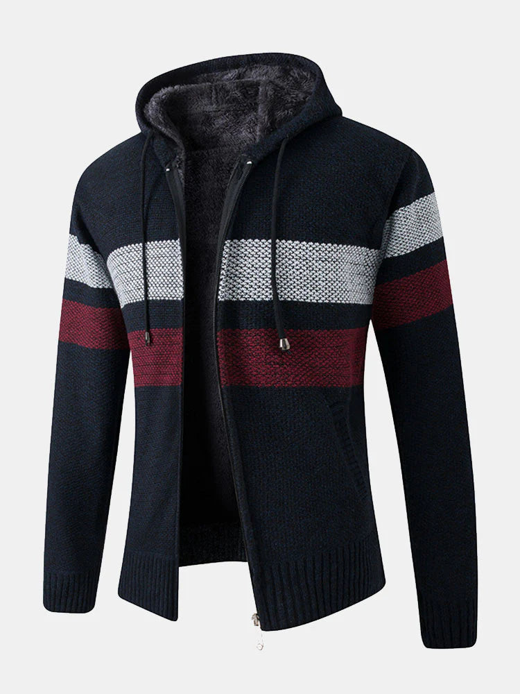 Beau Garcon | Striped Zip Up Hooded Sweater