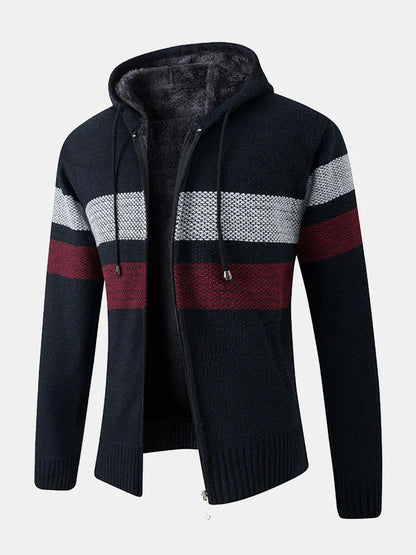 Beau Garcon | Striped Zip Up Hooded Sweater